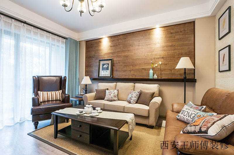 古典混搭客厅实木背景墙设计