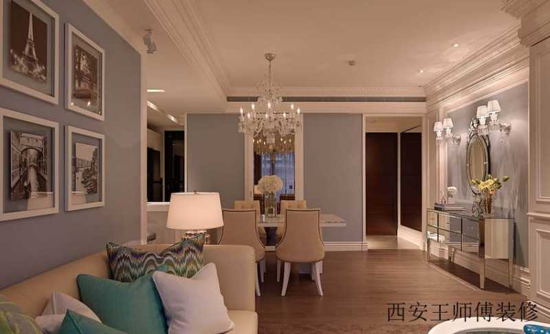 蓝色唯美简欧风格家居软装装饰效果图