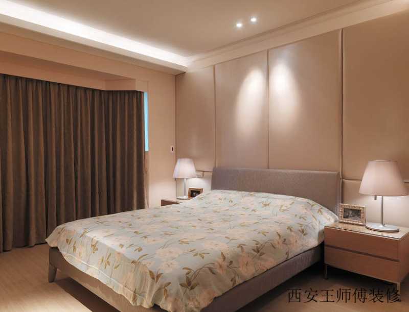 素雅温馨现代卧室窗帘装饰图