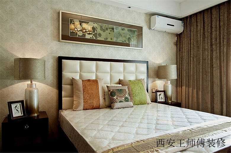现代简中式风格卧室床垫装饰效果图
