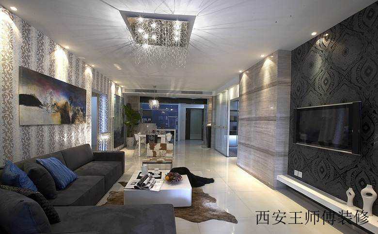 120平三居两厅现代精装吊顶效果图
