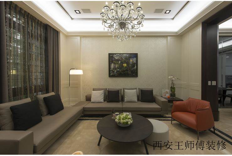 暗色调现代客厅家装效果图