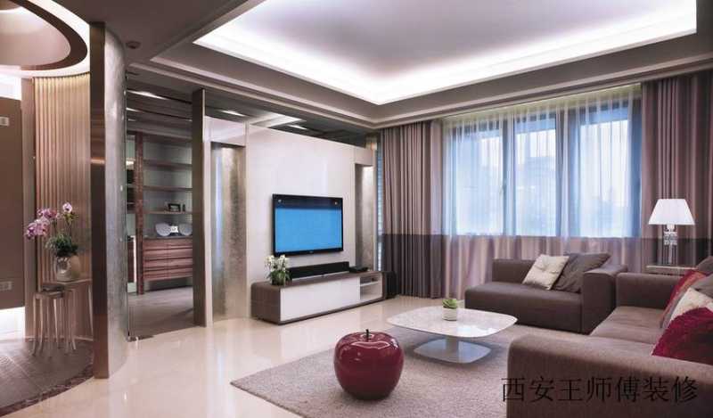 浅咖色现代客厅家装案例图
