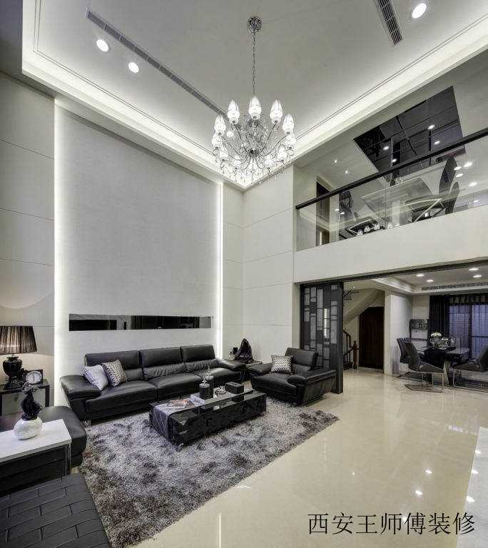黑白简约现代复式装修案例图