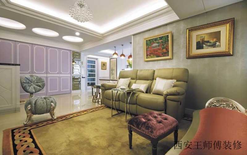 唯美简欧客厅过道装饰图