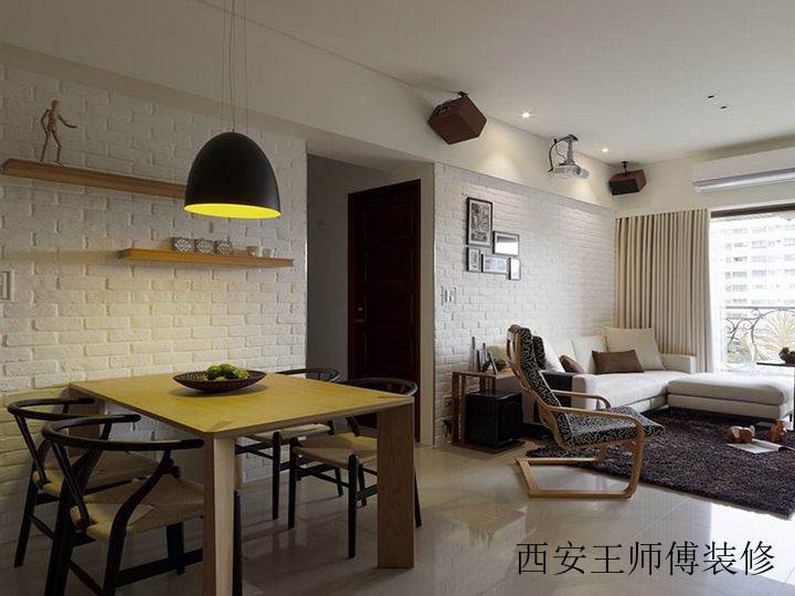 现代简约装修餐厅石灰背景墙效果图