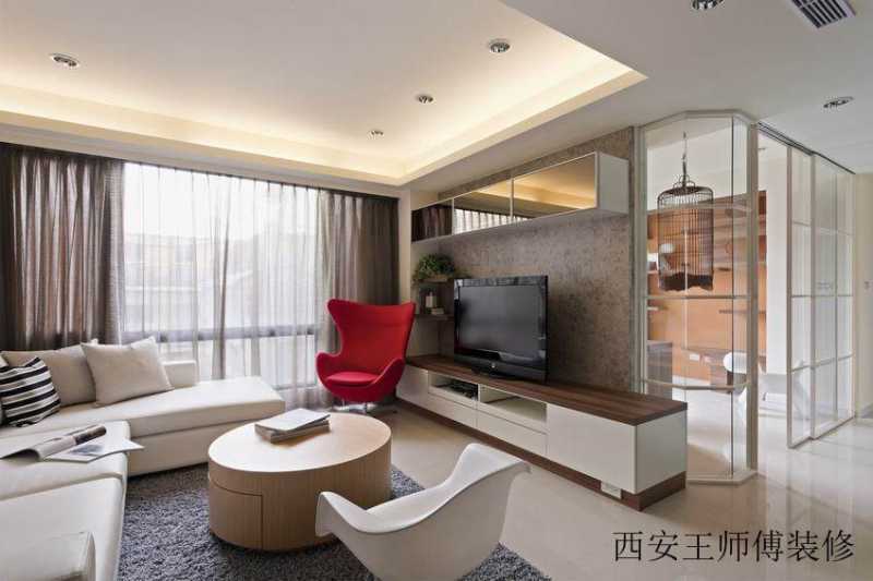 现代简约客厅书房隔断装修图