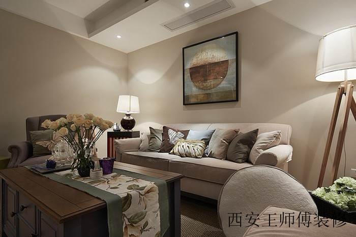清新美式乡村风格客厅装饰画装饰效果图