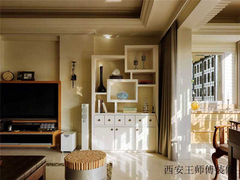 精美北欧客厅电视背景墙展示柜效果图