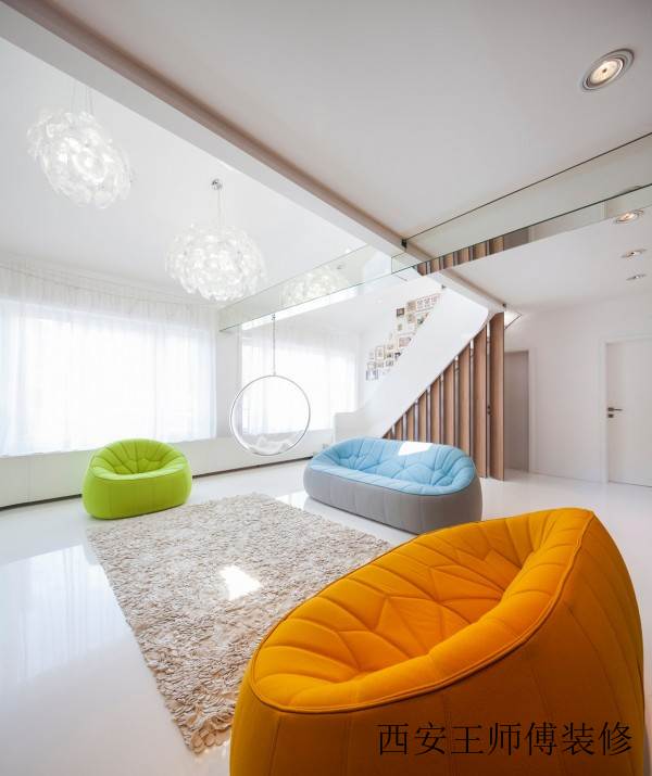 公寓跃层现代简约客厅效果图