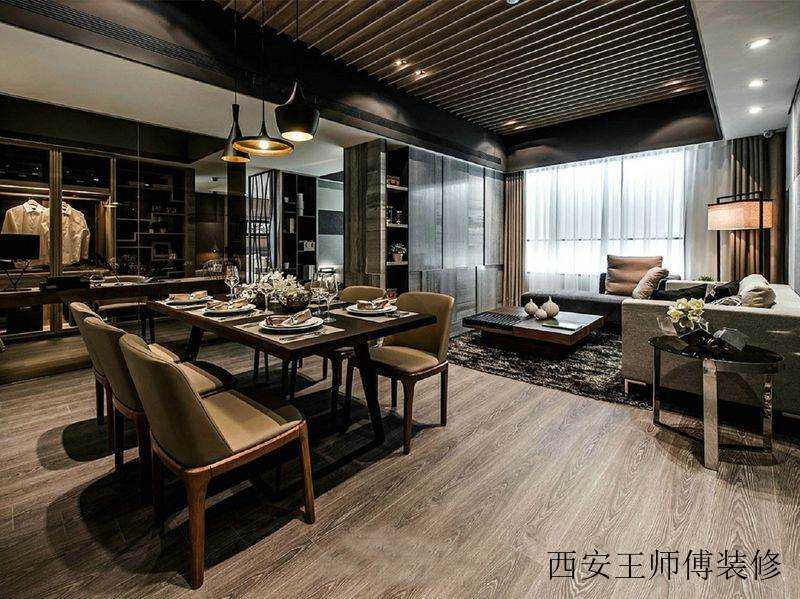 沉稳现代复古公寓餐厅玻璃隔断案例图