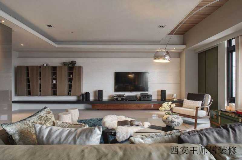 现代自然风三居客厅效果图