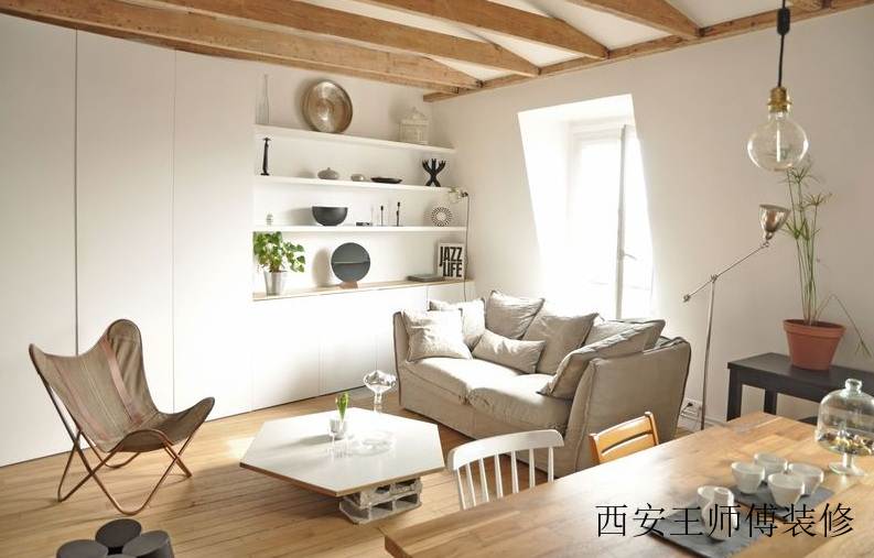 淡雅节制日式风格一居室家装背景墙设计案例图