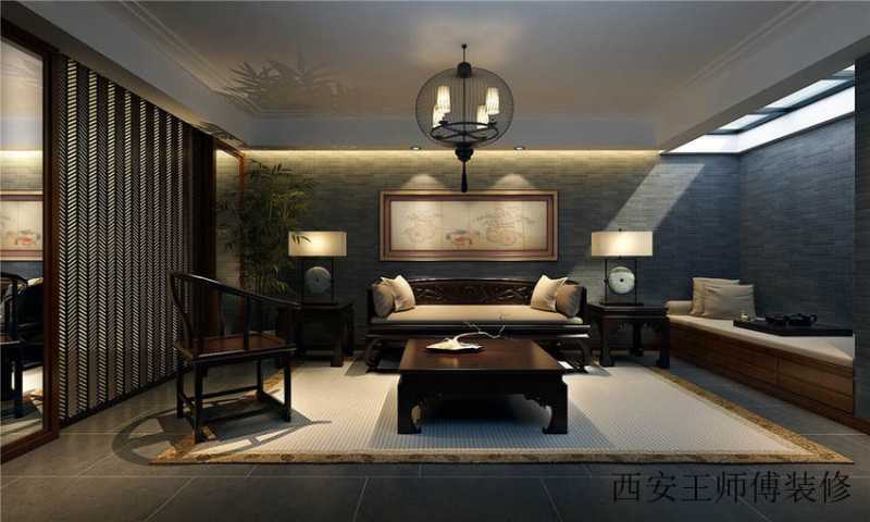 现代中式家装茶室效果图