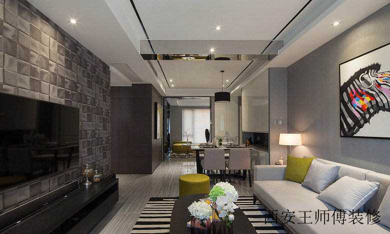 90平米现代精简时尚二居家装设计装修效果图