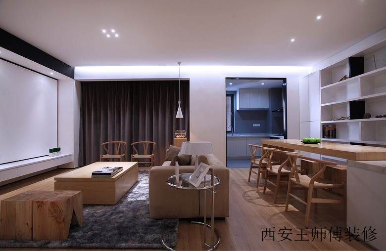 简约实木二居餐厅客厅一体化设计欣赏图