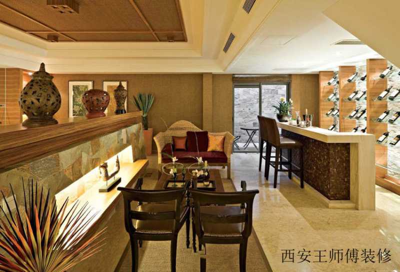 雅致东南亚风格吧台设计装修图
