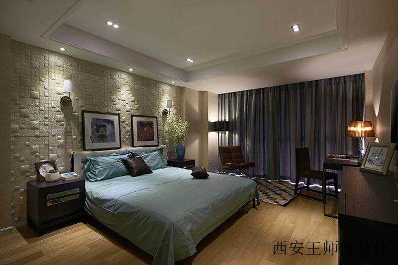 现代风格卧室特色浮雕背景墙效果图