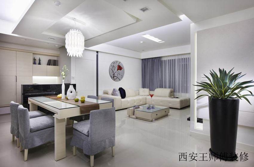 清新明亮简约餐厅布置图
