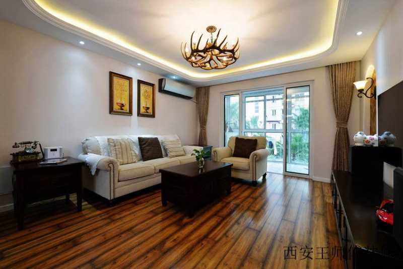 美式地中海混搭客厅灯具效果图
