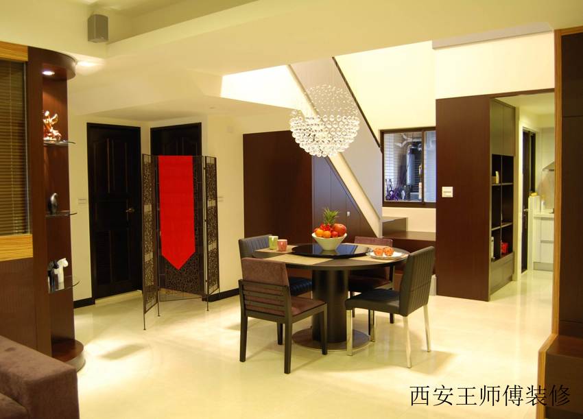 咖啡色简约复式餐厅布置
