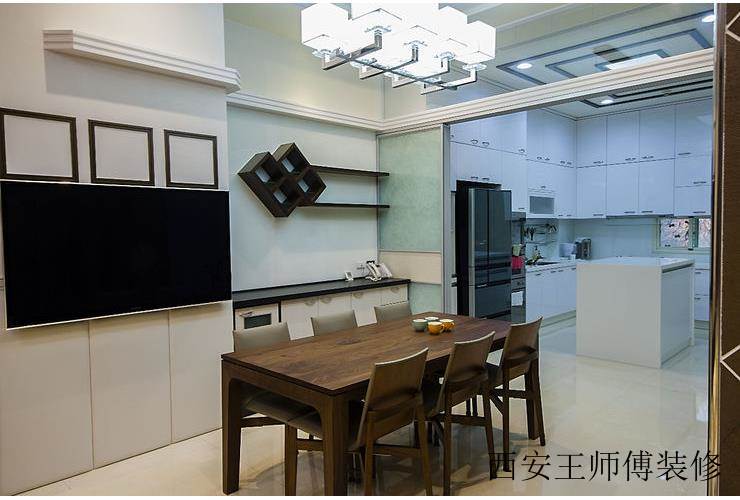时尚简约餐厅原木餐桌设计