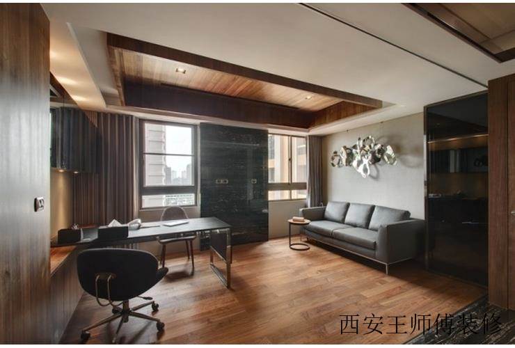原木现代公寓书房装饰图