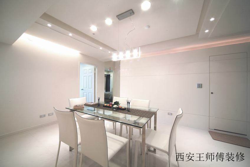 白色简约餐厅隐形门背景墙设计