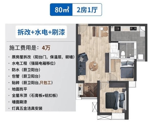 80㎡全屋装修报价单（硬装+家居+软装）